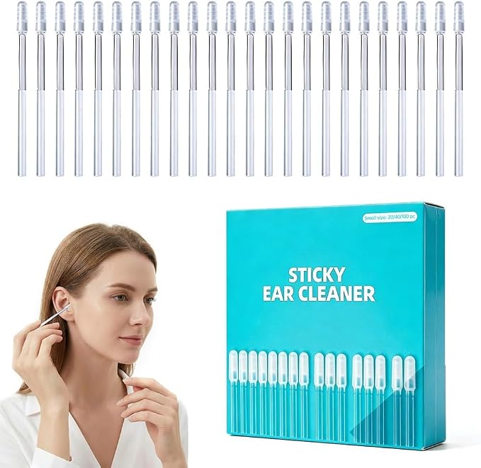 Sticky Ear Cleaning Sticks, 24Pcs Reusable Soft Rubber Adhesive Ear Pick